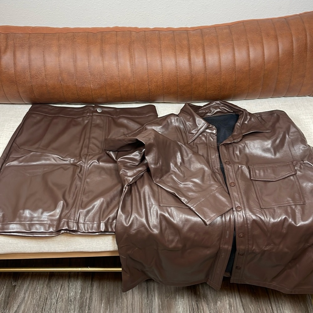 Leather Skirt Set